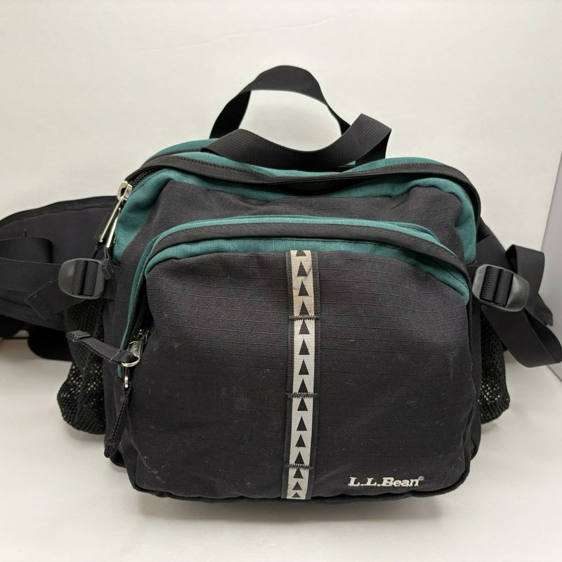 L.L.Bean Waist Pack Fanny Pack Teal Black Multi Pocket Adjustable Strap