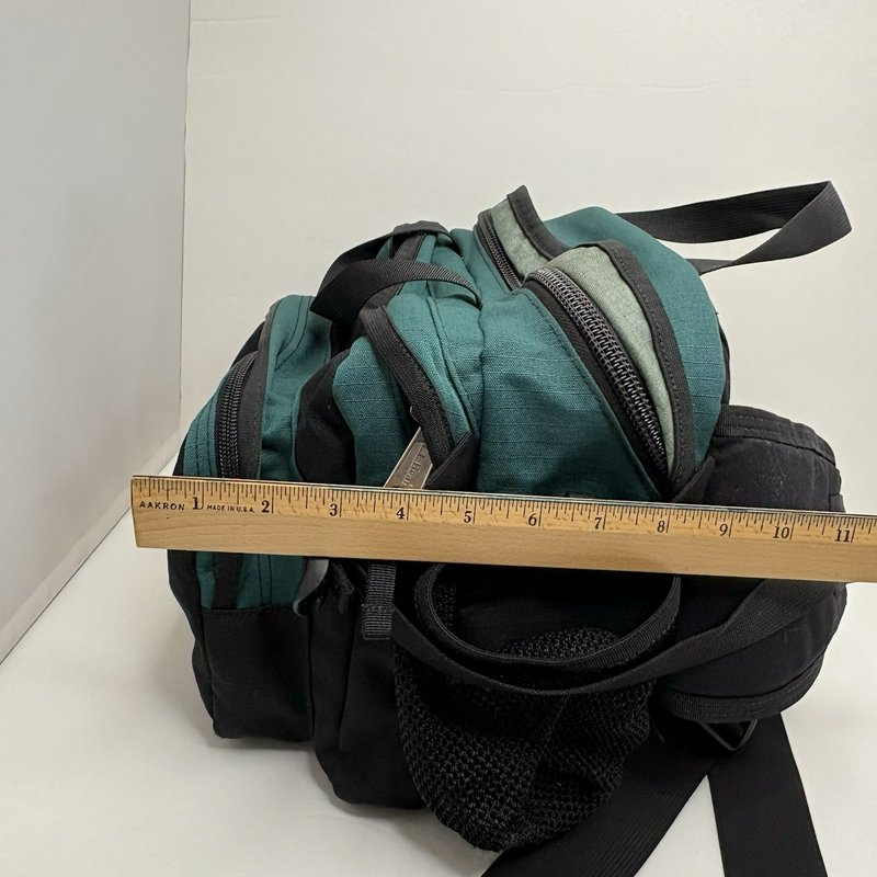 L.L.Bean Waist Pack Fanny Pack Teal Black Multi Pocket Adjustable Strap