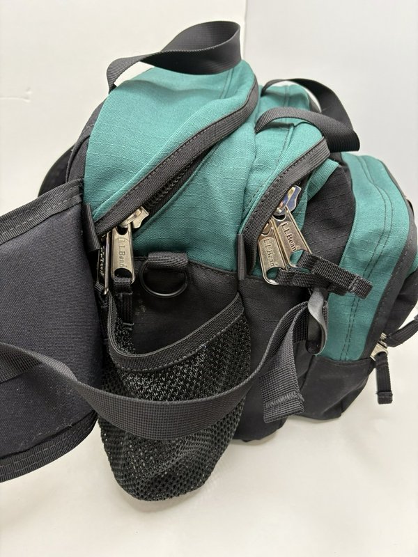 L.L.Bean Waist Pack Fanny Pack Teal Black Multi Pocket Adjustable Strap