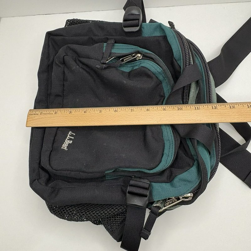 L.L.Bean Waist Pack Fanny Pack Teal Black Multi Pocket Adjustable Strap