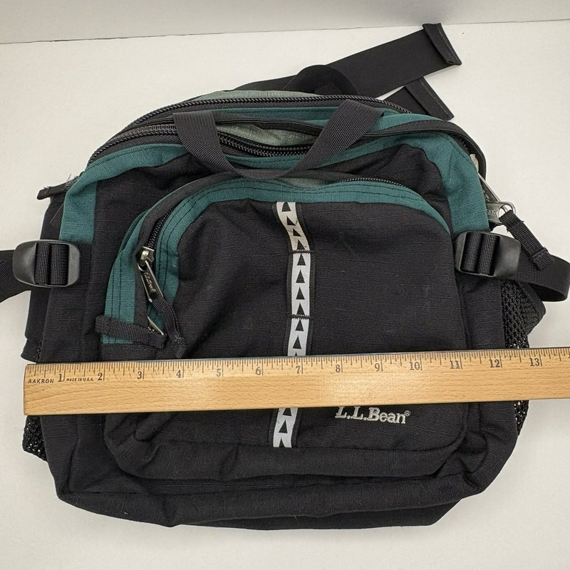 L.L.Bean Waist Pack Fanny Pack Teal Black Multi Pocket Adjustable Strap