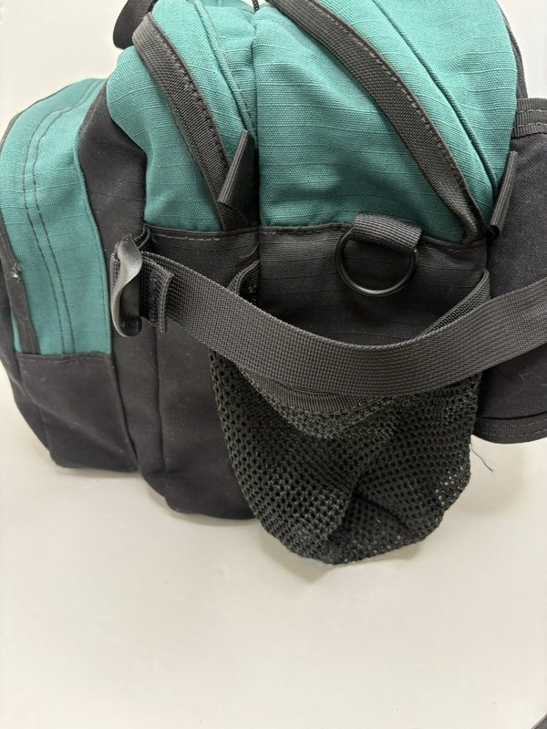 L.L.Bean Waist Pack Fanny Pack Teal Black Multi Pocket Adjustable Strap