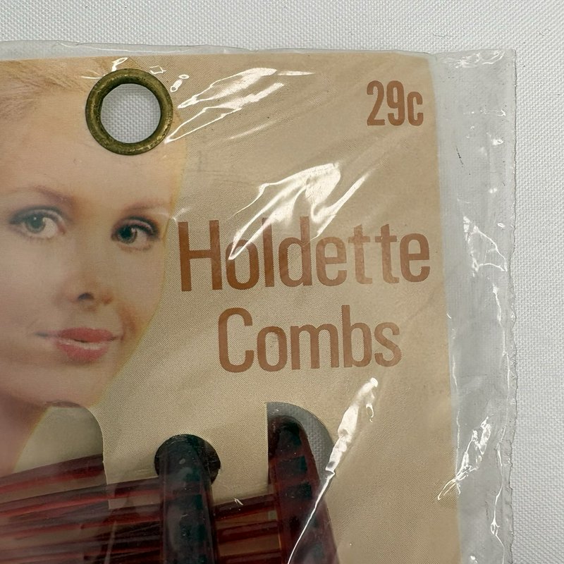 Vintage Holdette Combs NOS Brown Amber Lucite Sealed Card USA