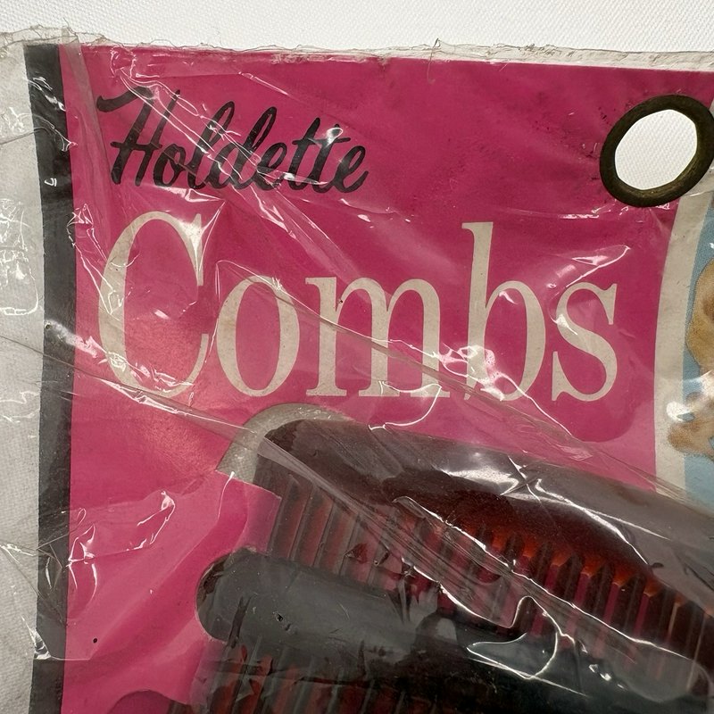 Vintage Holdette 1911 Brown Lucite Combs NOS Sealed Card USA
