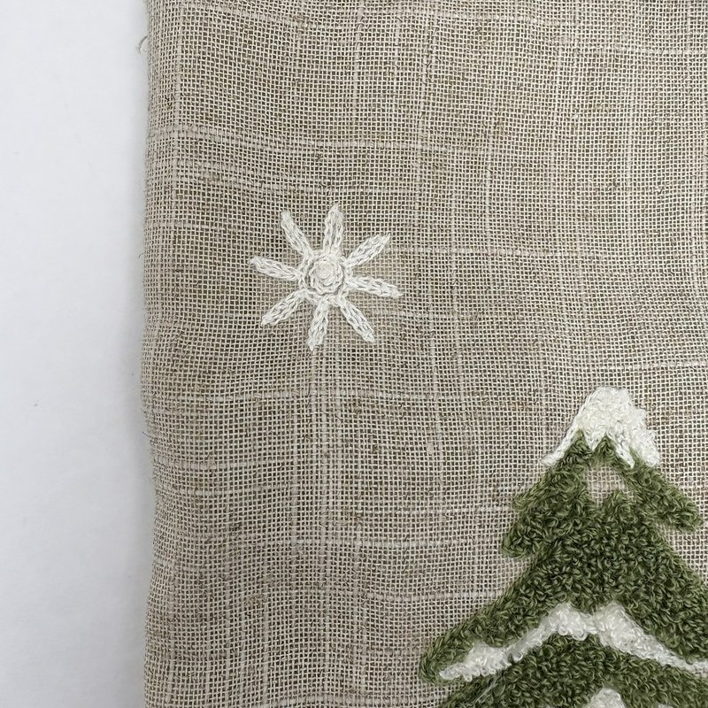 Domain Linen Christmas Stocking Embroidered Red Truck Tree