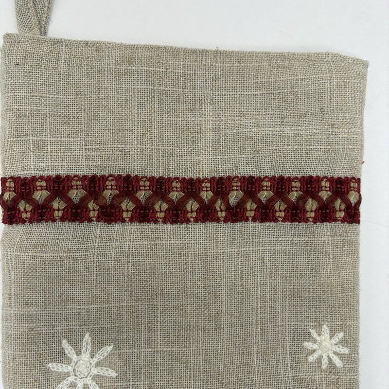 Domain Linen Christmas Stocking Embroidered Red Truck Tree