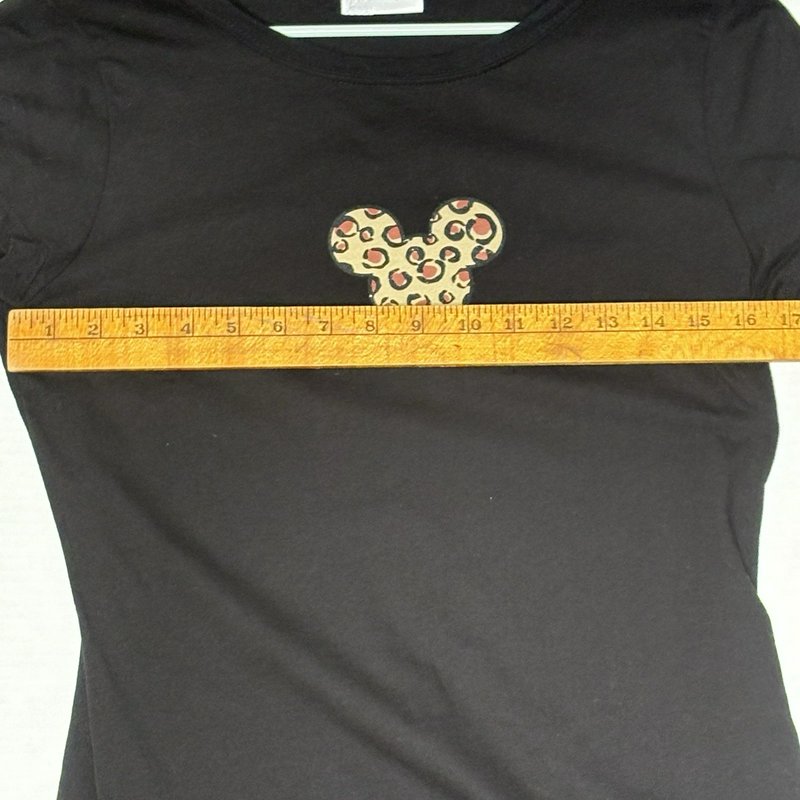 Walt Disney World Black T Shirt Leopard Mickey Head Women’s Size S