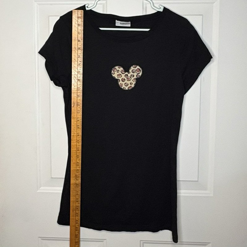 Walt Disney World Black T Shirt Leopard Mickey Head Women’s Size S