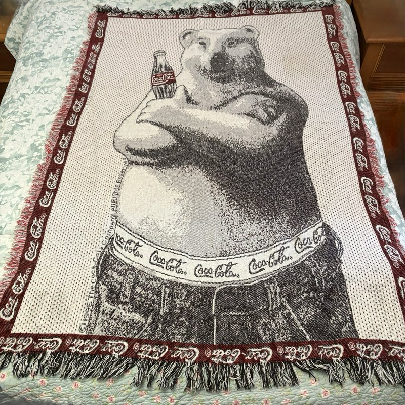 1995 Coca Cola Polar Bear Tapestry Throw + Ornaments Plush