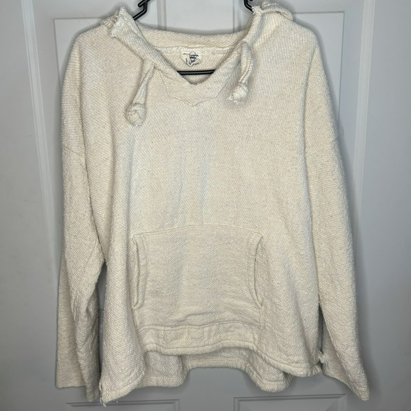 Corona Beach Club Baja Hoodie Pullover Cream Cotton Mexico Sz 48