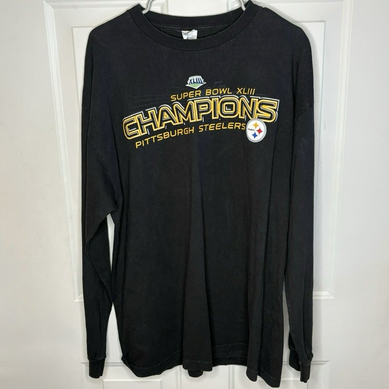 Super Bowl XLIII Steelers Champions Long Sleeve Shirt XL Black