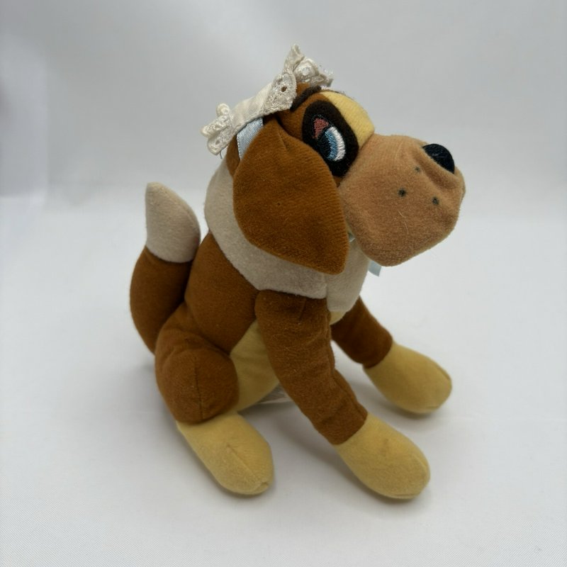 Disney Peter Pan Nana Plush Dog 6” Stuffed Animal Lace Cap Blue Ribbon