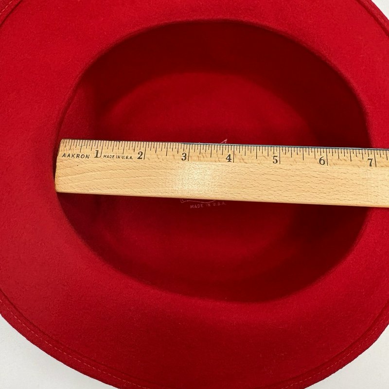 Vintage Peachfelt Red Wool Hat Black Bow Veil USA Geo. W. Bollman