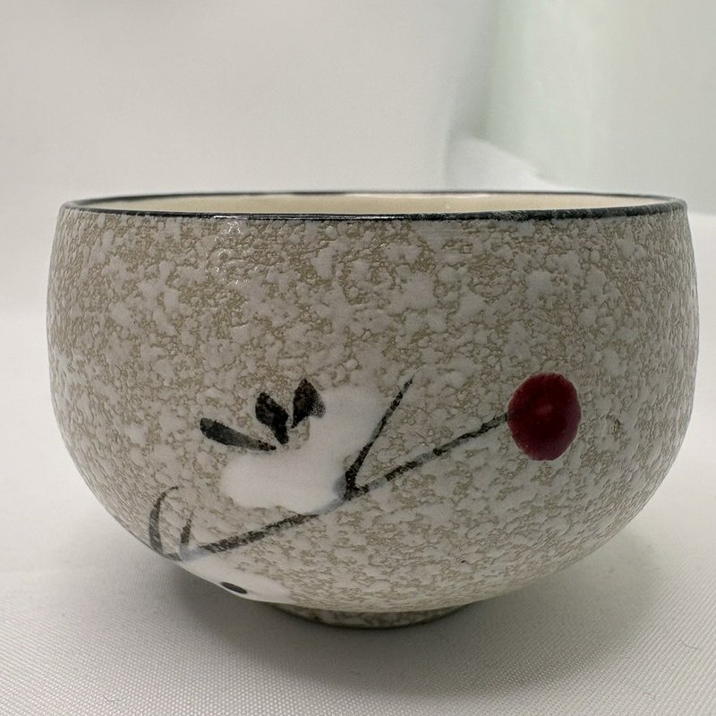 Vintage Japan Stoneware Tea Cups Set 6 Red Floral MCM 3.25”