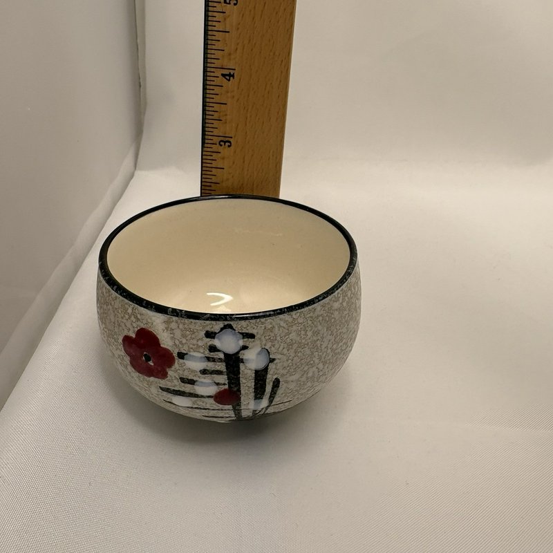 Vintage Japan Stoneware Tea Cups Set 6 Red Floral MCM 3.25”