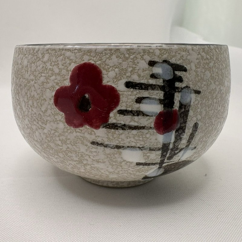 Vintage Japan Stoneware Tea Cups Set 6 Red Floral MCM 3.25”