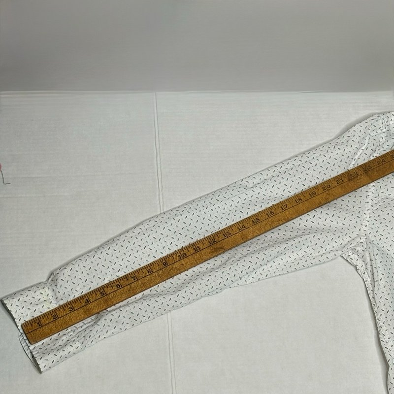 Banana Republic L Organic Cotton Untucked Fit Shirt White Micro Print