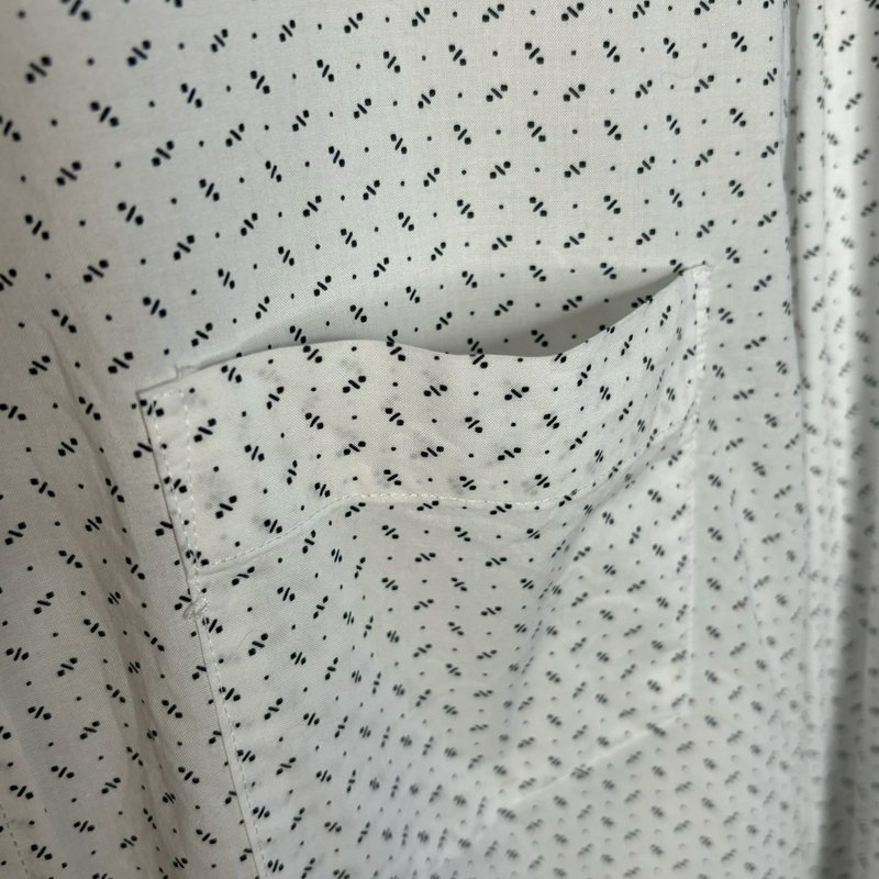 Banana Republic L Organic Cotton Untucked Fit Shirt White Micro Print