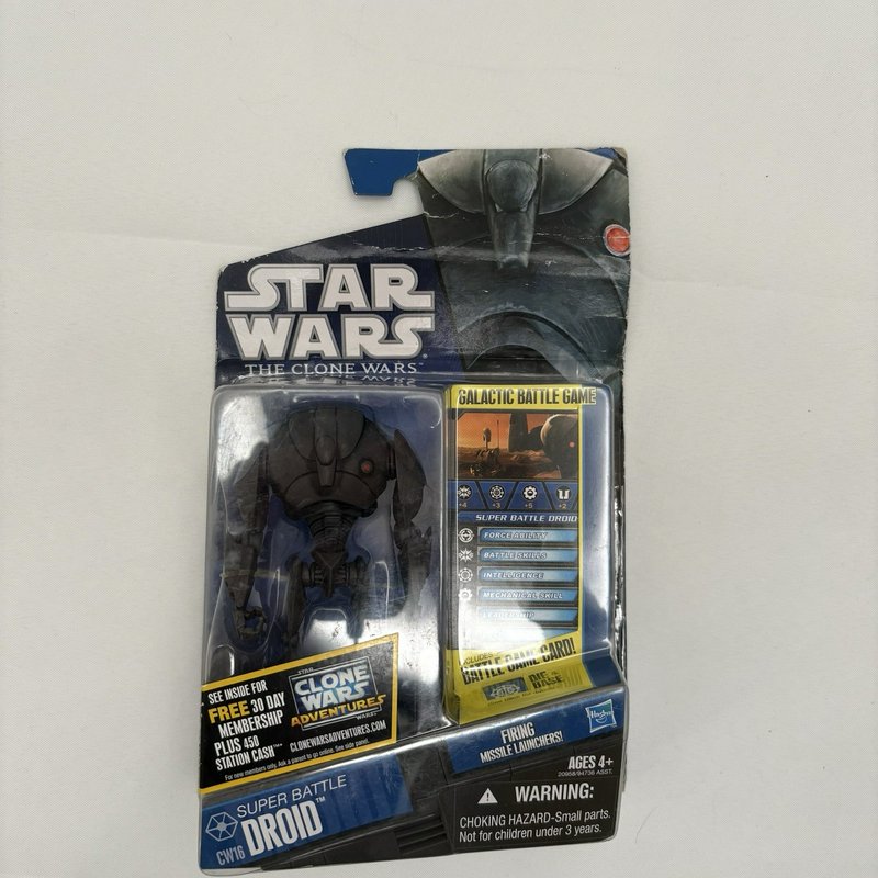 Star Wars Clone Wars CW16 Super Battle Droid Figure 2010 Hasbro Box Wear