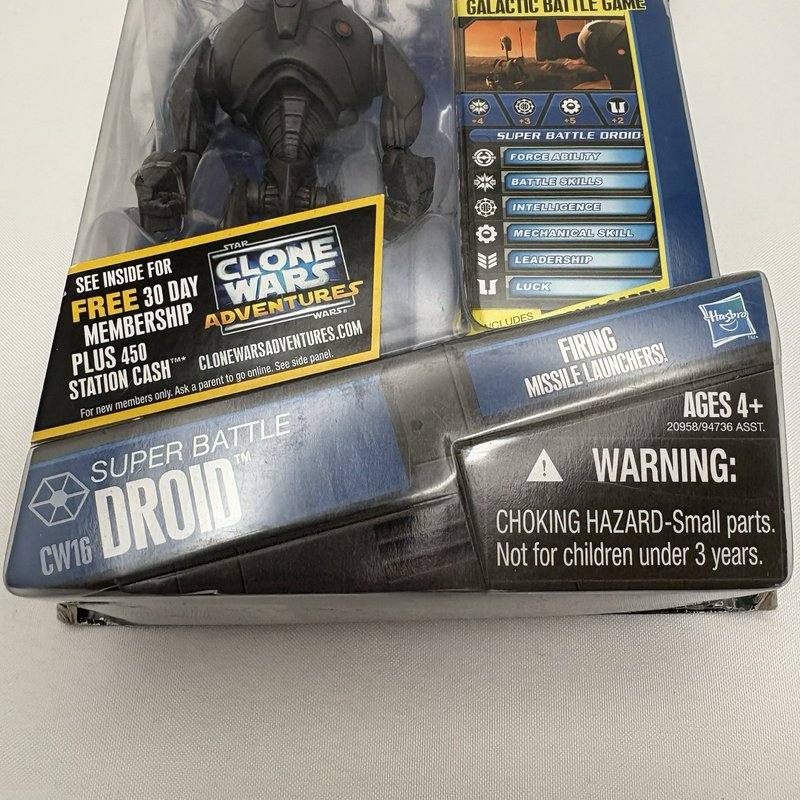 Star Wars Clone Wars CW16 Super Battle Droid Figure 2010 Hasbro Box Wear