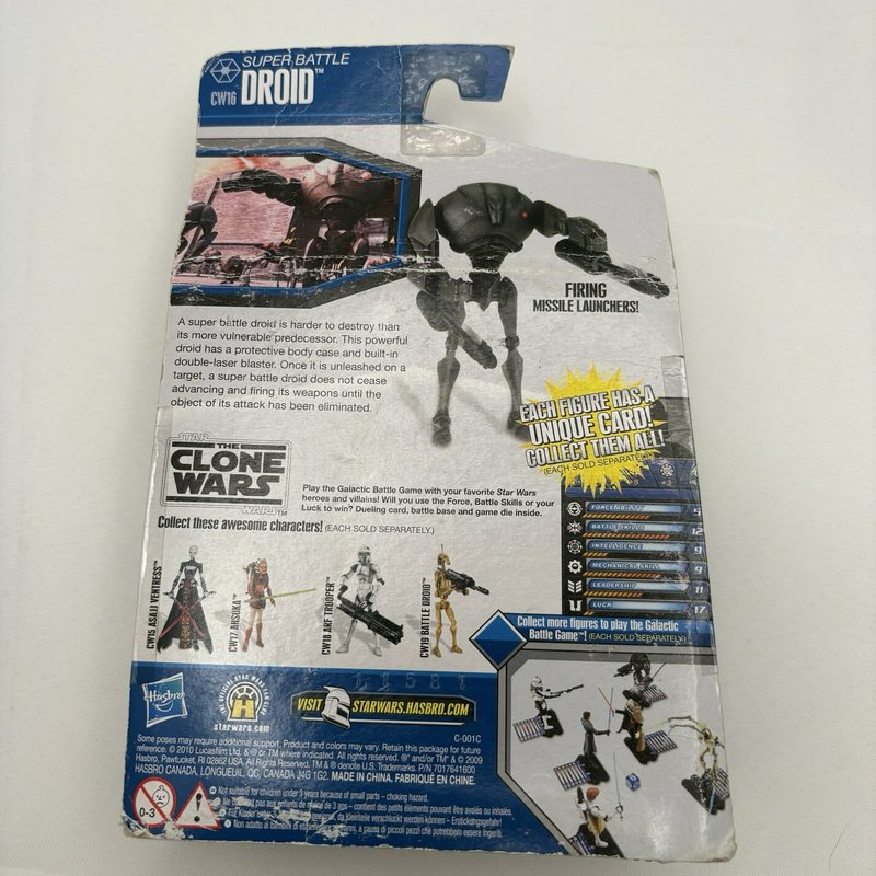 Star Wars Clone Wars CW16 Super Battle Droid Figure 2010 Hasbro Box Wear