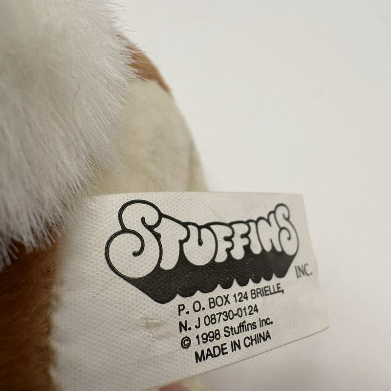 Vintage 1998 Stuffins Bunny Plush w Carrot Green Jacket 7”