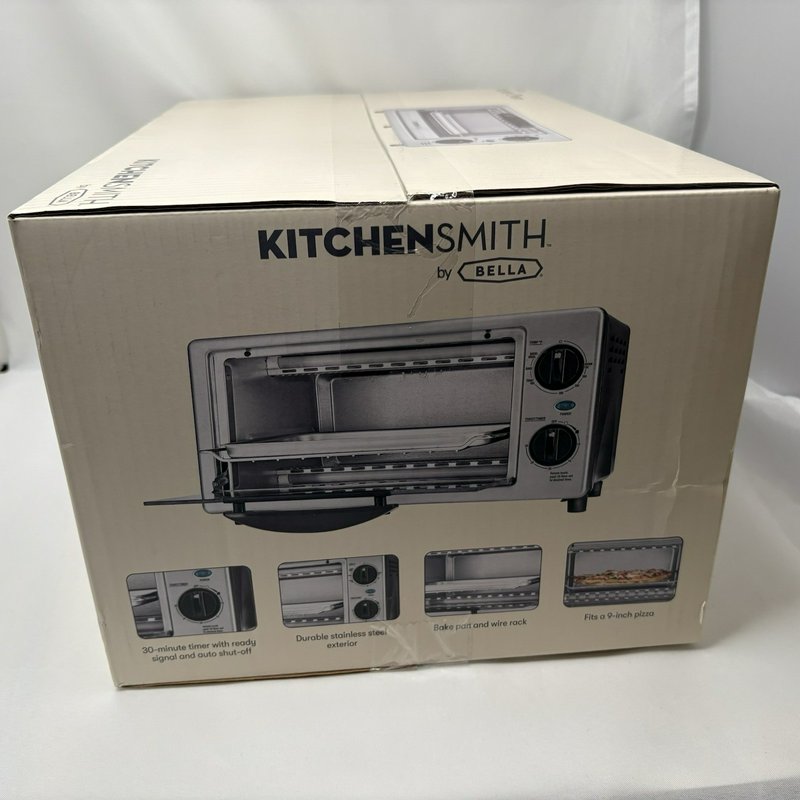 KitchenSmith Bella 4 Slice Toaster Oven TM112-A Auto Shut Off New