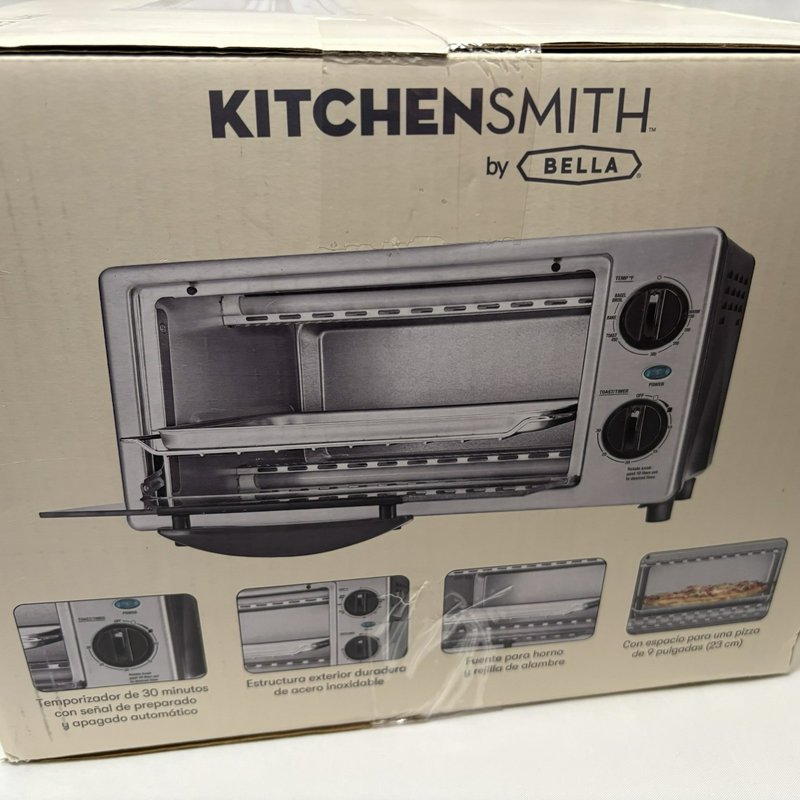 KitchenSmith Bella 4 Slice Toaster Oven TM112-A Auto Shut Off New