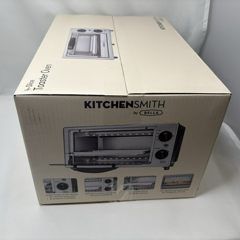 KitchenSmith Bella 4 Slice Toaster Oven TM112-A Auto Shut Off New