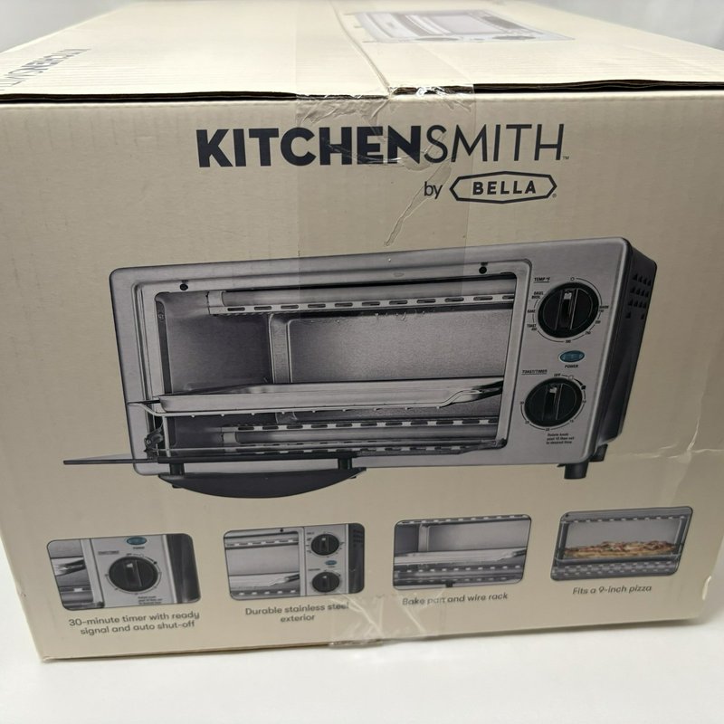 KitchenSmith Bella 4 Slice Toaster Oven TM112-A Auto Shut Off New