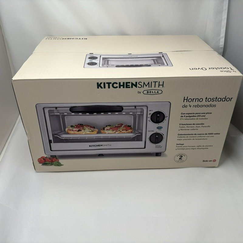KitchenSmith Bella 4 Slice Toaster Oven TM112-A Auto Shut Off New