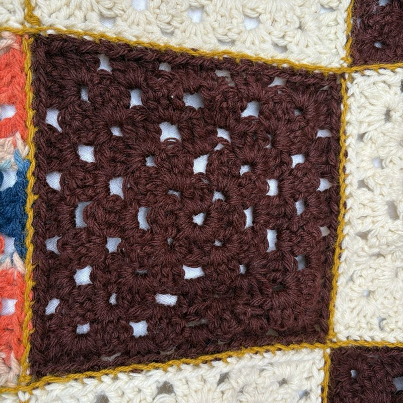 Vintage Crochet Granny Square Afghan 52x38 Boho Cottagecore Throw