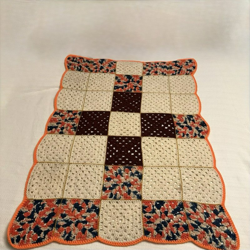 Vintage Crochet Granny Square Afghan 52x38 Boho Cottagecore Throw