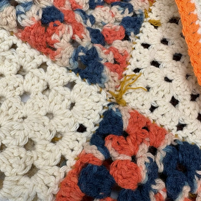 Vintage Crochet Granny Square Afghan 52x38 Boho Cottagecore Throw
