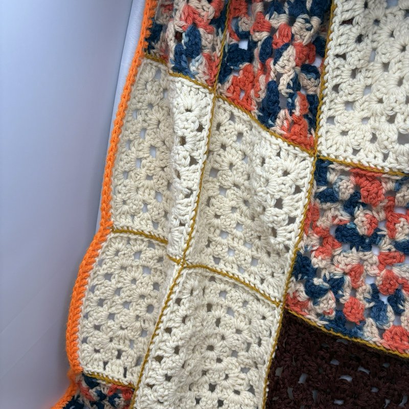 Vintage Crochet Granny Square Afghan 52x38 Boho Cottagecore Throw