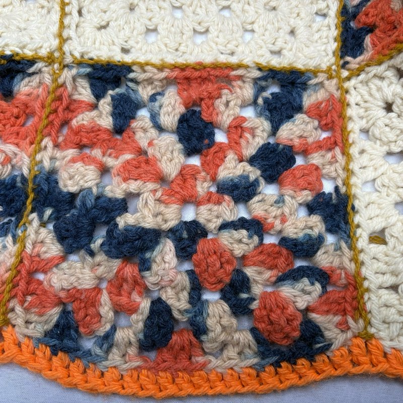 Vintage Crochet Granny Square Afghan 52x38 Boho Cottagecore Throw