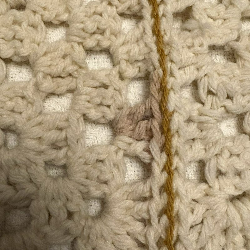 Vintage Crochet Granny Square Afghan 52x38 Boho Cottagecore Throw