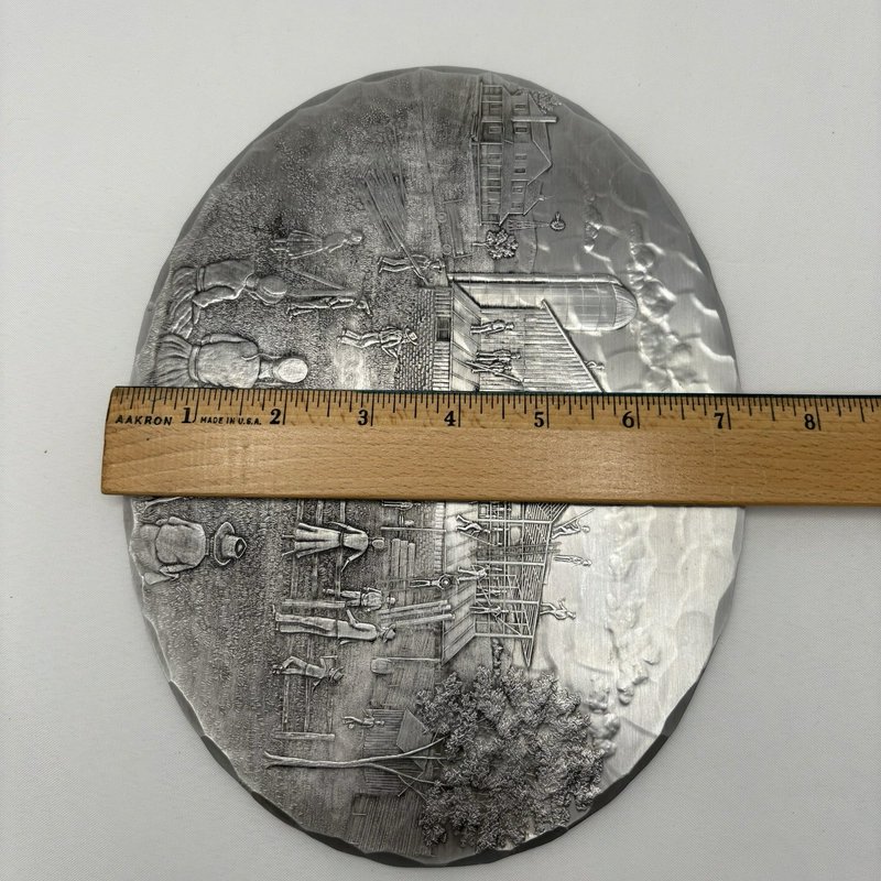 Wendell August Forge Amish Barn Raising Aluminum Trivet 9x7 Cork Back