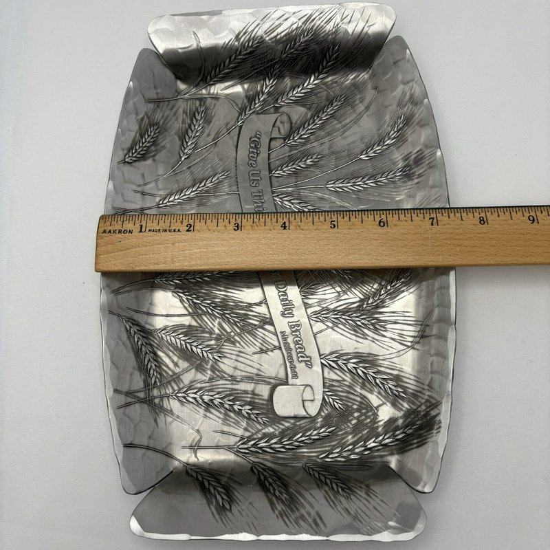 Wendell August Bread Tray "Give Us This Day Our Daily Bread" Matt. 6:11 Aluminum