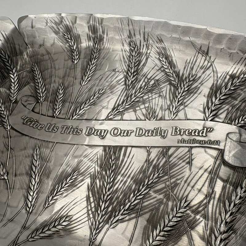 Wendell August Bread Tray "Give Us This Day Our Daily Bread" Matt. 6:11 Aluminum