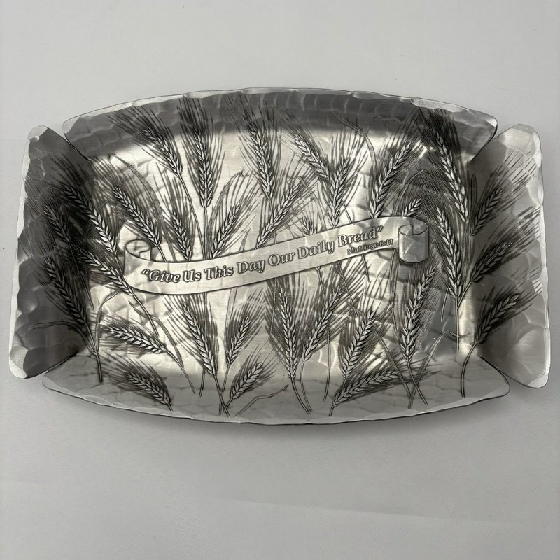 Wendell August Bread Tray "Give Us This Day Our Daily Bread" Matt. 6:11 Aluminum