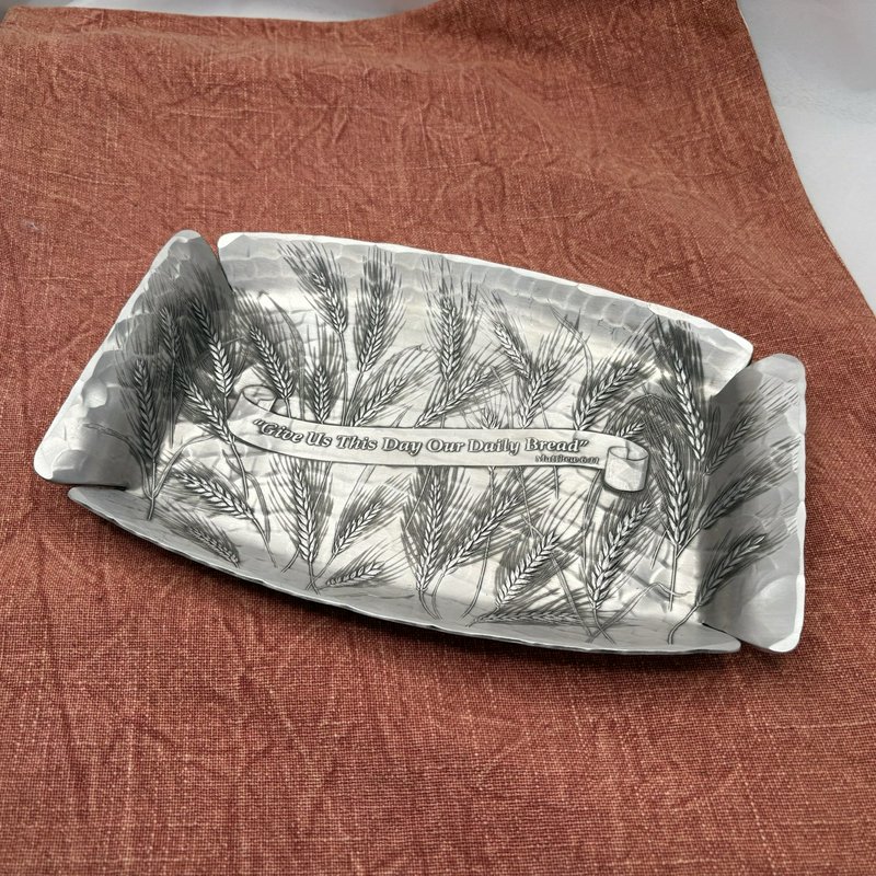 Wendell August Bread Tray "Give Us This Day Our Daily Bread" Matt. 6:11 Aluminum