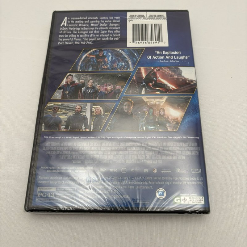 Marvel Avengers Infinity War DVD 2018 Sealed New MCU Superhero Film