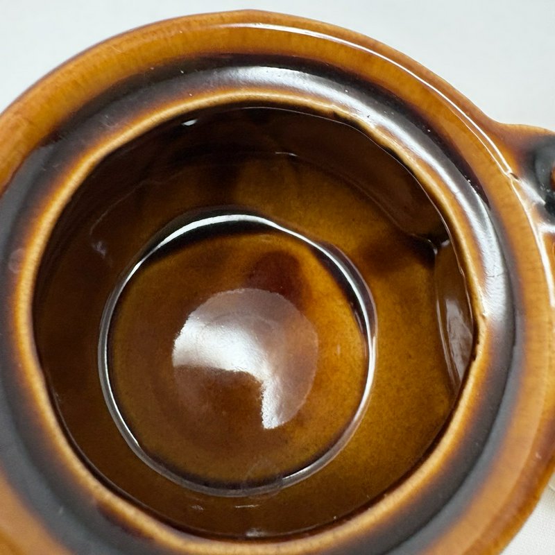 Vtg Taiwan Brown Drip Jam Marmalade Condiment Jar Stoneware Set w/Lids & Spoons