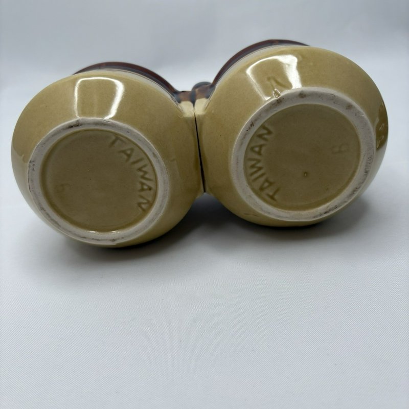 Vtg Taiwan Brown Drip Jam Marmalade Condiment Jar Stoneware Set w/Lids & Spoons