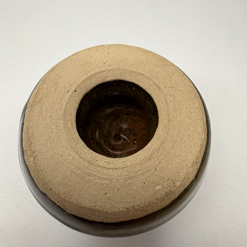 Studio Art Pottery Paperweight Blue Green Drip Glaze Round Desk Decor 3"