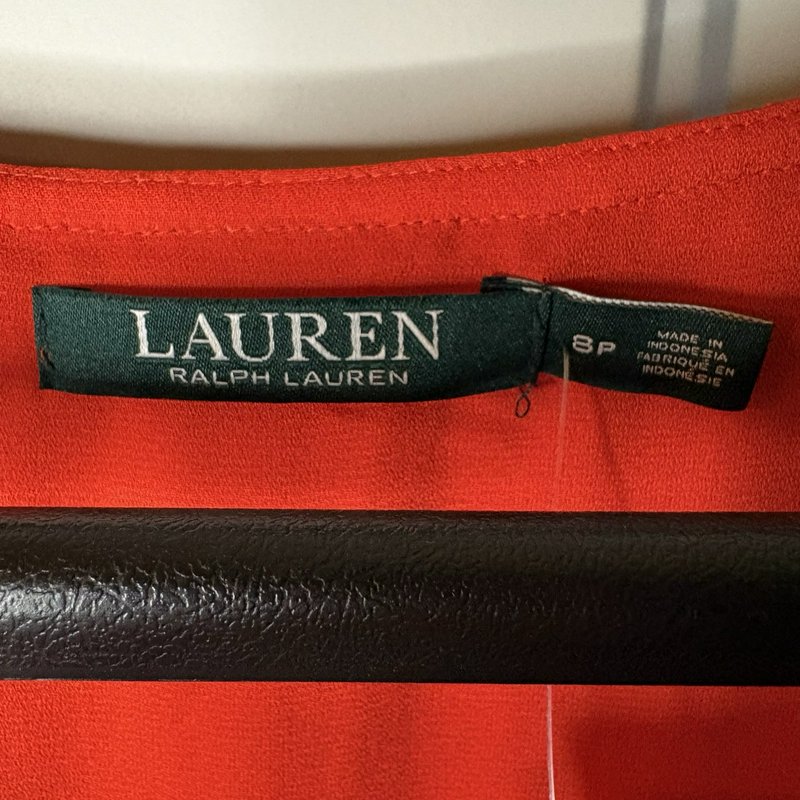 Lauren Ralph Lauren Petite 8P Cabana Orange Pleated Shift Dress Tunic NWT