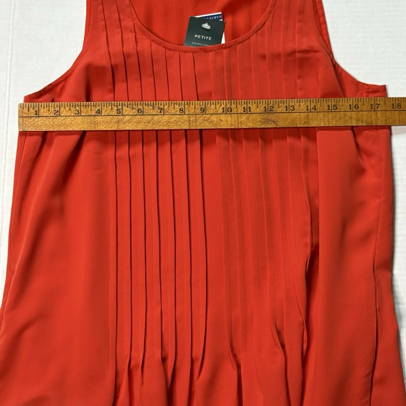 Lauren Ralph Lauren Petite 8P Cabana Orange Pleated Shift Dress Tunic NWT
