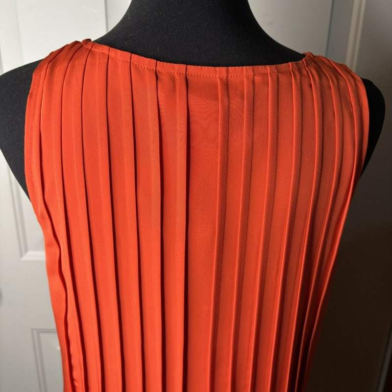 Lauren Ralph Lauren Petite 8P Cabana Orange Pleated Shift Dress Tunic NWT