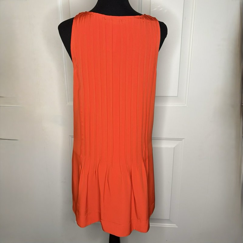 Lauren Ralph Lauren Petite 8P Cabana Orange Pleated Shift Dress Tunic NWT